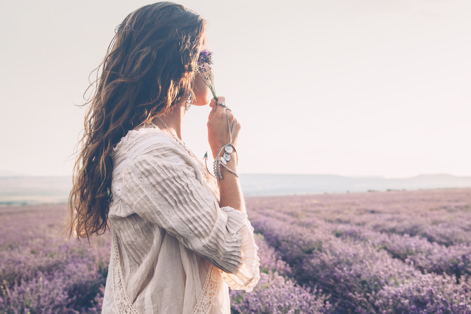 Boho Styled Model in Lavender Field